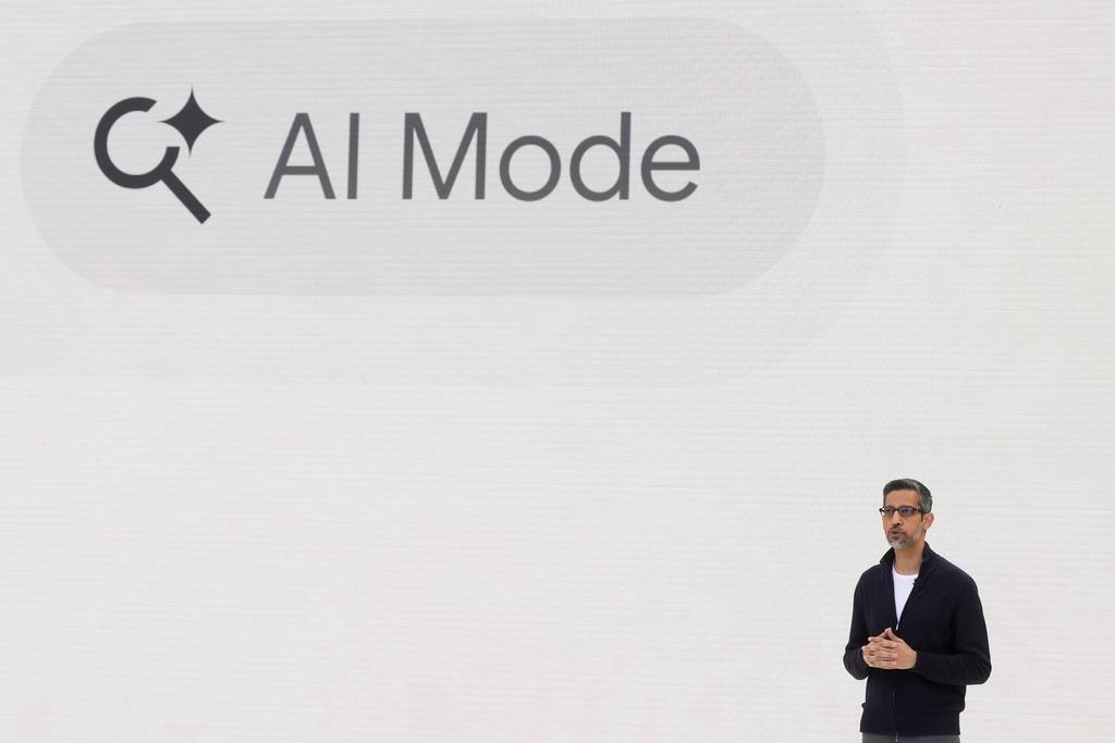 Alphabet CEO Sundar Pichai speaks at a Google I/O event in Mountain View, Calif.
