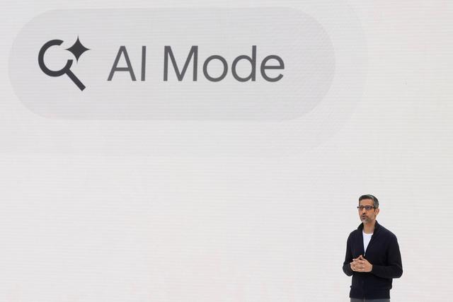 Alphabet CEO Sundar Pichai speaks at a Google I/O event in Mountain View, Calif.