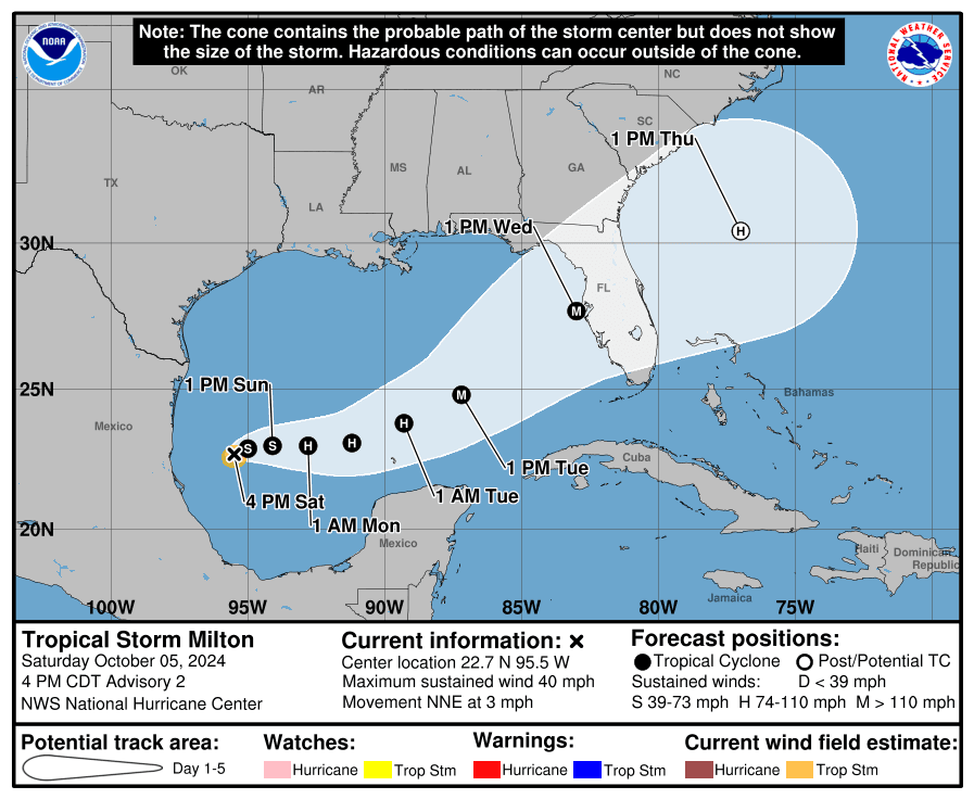 Milton is forecast to quickly intensify 