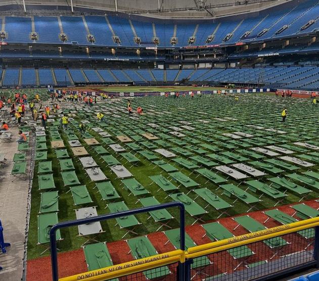 Tropicana Field, St. Petersburg, Fla. preps for hurricane evacuees 